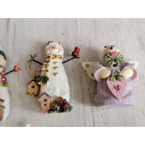 Snowman rustic variety birdhouse apple ornament Xmas set - Picture 4 of 6